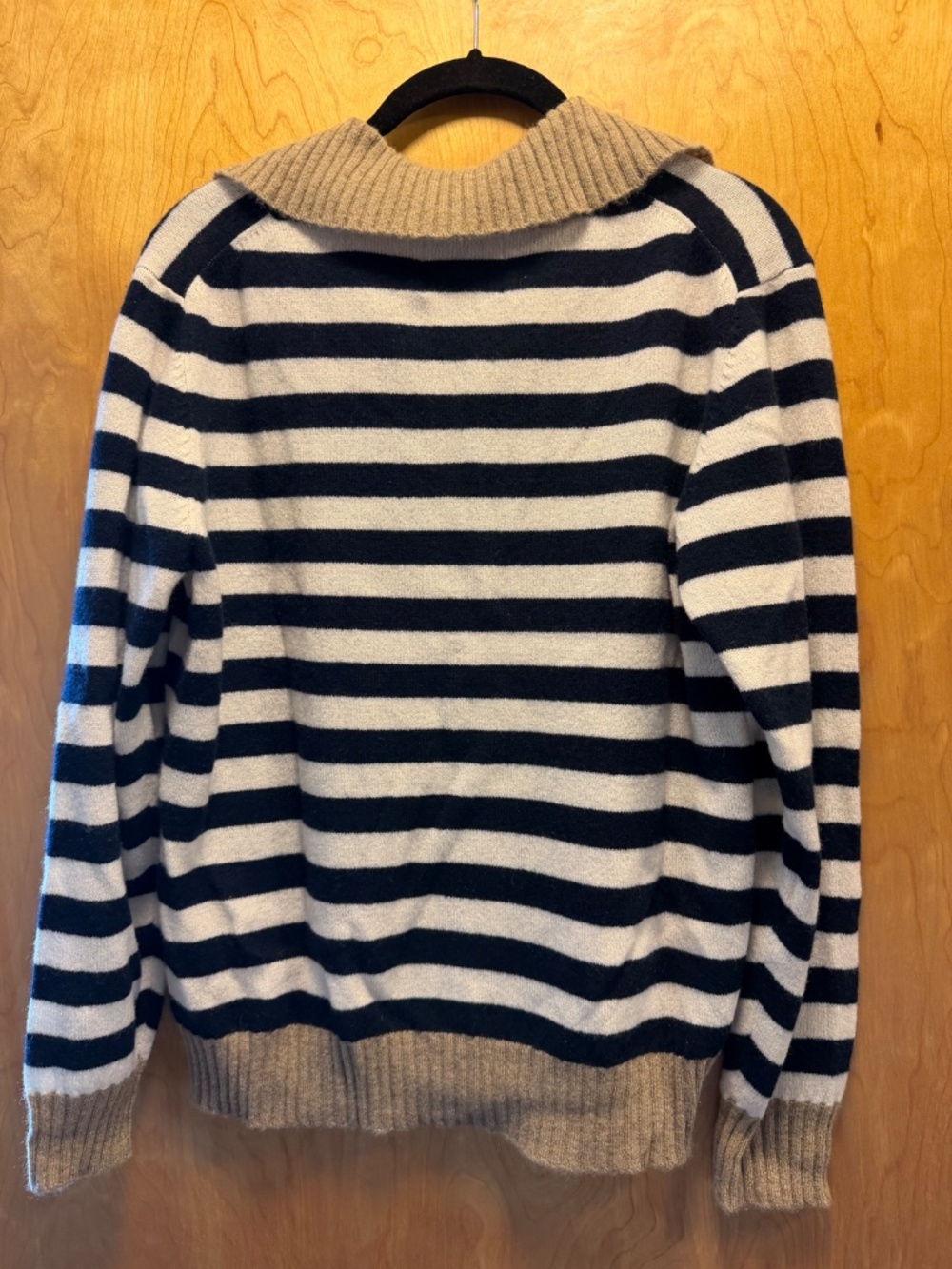 Jumper 1234 Stripe Collar Cashmere Pullover Navy, Cream  Size 1 Small - Picture 11 of 13